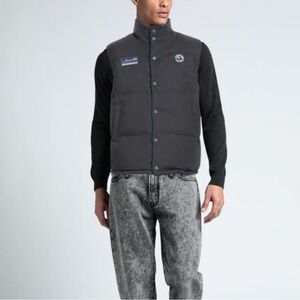 Sinclair Vest Mens Medium Gray Blue Ripstop Sherpa‎ Reversible Puffer Down NWT